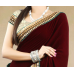 Fancy Embroidered Beige Net,Velvet Wedding Wear Saree